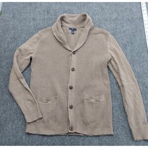 Gap Sweater Mens Medium Brown Shawl Collar‎ Cardigan Button Up Pockets Textured